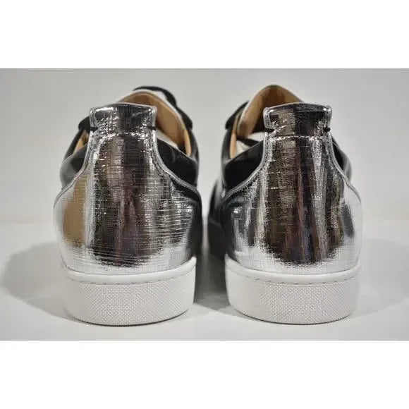 Christian Louboutin Black Patent & Silver Strass Louis Junior Sneakers (Pre-Loved)
