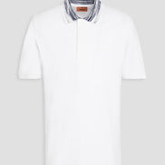 Missoni Signature Knit Collar White Cotton Polo Shirt (Pre-Loved)