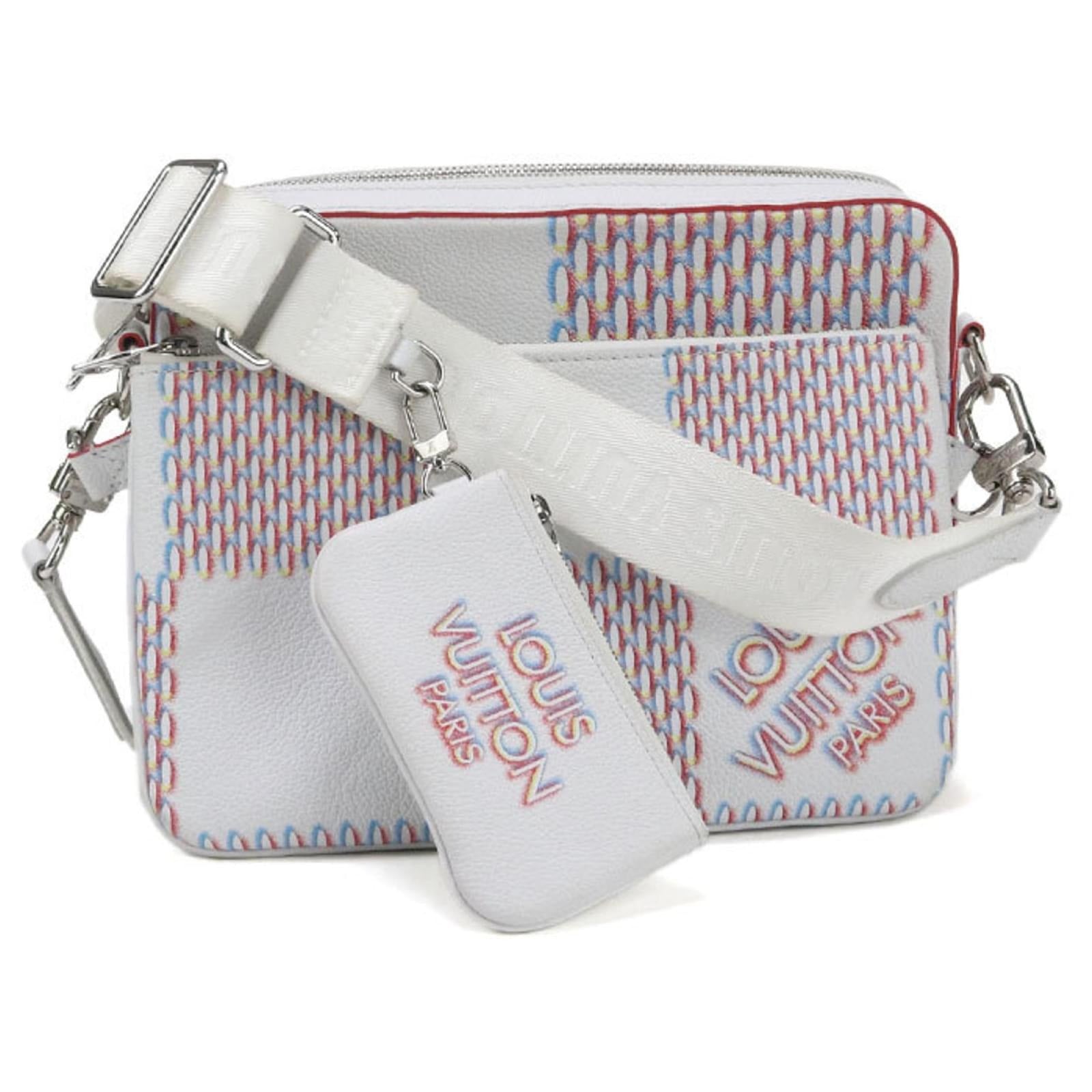 Louis Vuitton White Embroidered Damier Trio Messenger Bag 