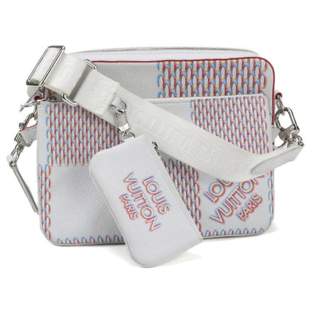 Louis Vuitton White Embroidered Damier Trio Messenger Bag "Unworn"