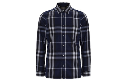 Burberry Navy Check Long-Sleeve Shirt (Pre-Loved)