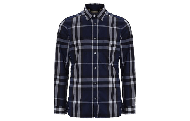Burberry Navy Check Long-Sleeve Shirt (Pre-Loved)