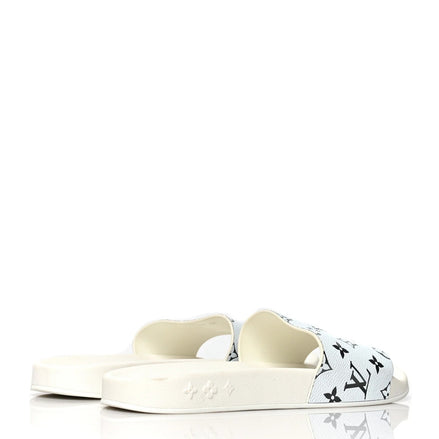 Louis Vuitton White and Silver Monogram Sliders "Unworn"
