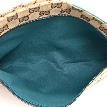 Gucci GG Supreme Canvas Waist Bag Teal Leather Trim (Pre-Loved)