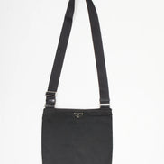 Prada Re-Nylon Enamel Logo Black Crossbody Bag (Pre-Loved)