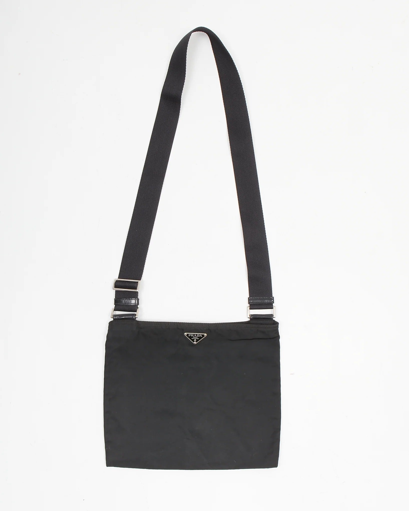 Prada Re-Nylon Enamel Logo Black Crossbody Bag (Pre-Loved)