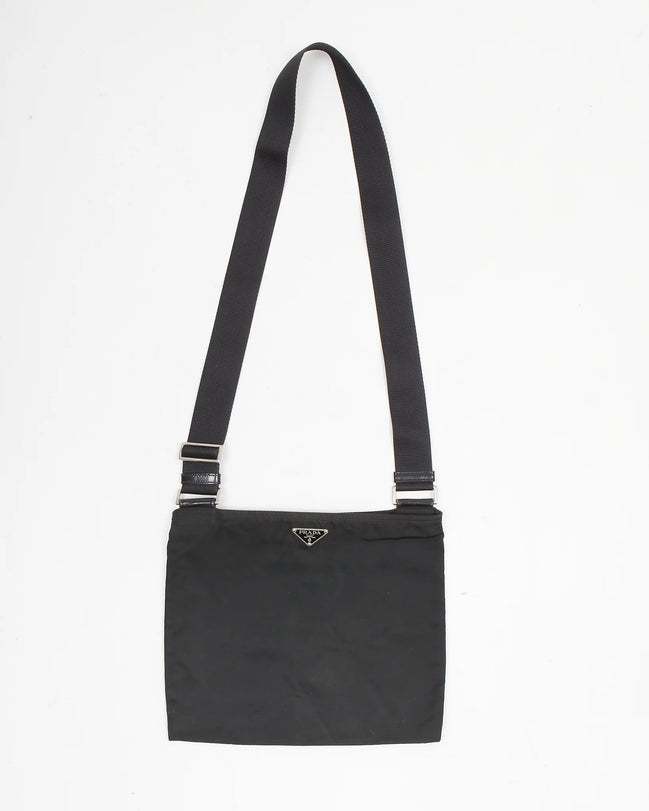 Prada Re-Nylon Enamel Logo Black Crossbody Bag (Pre-Loved)