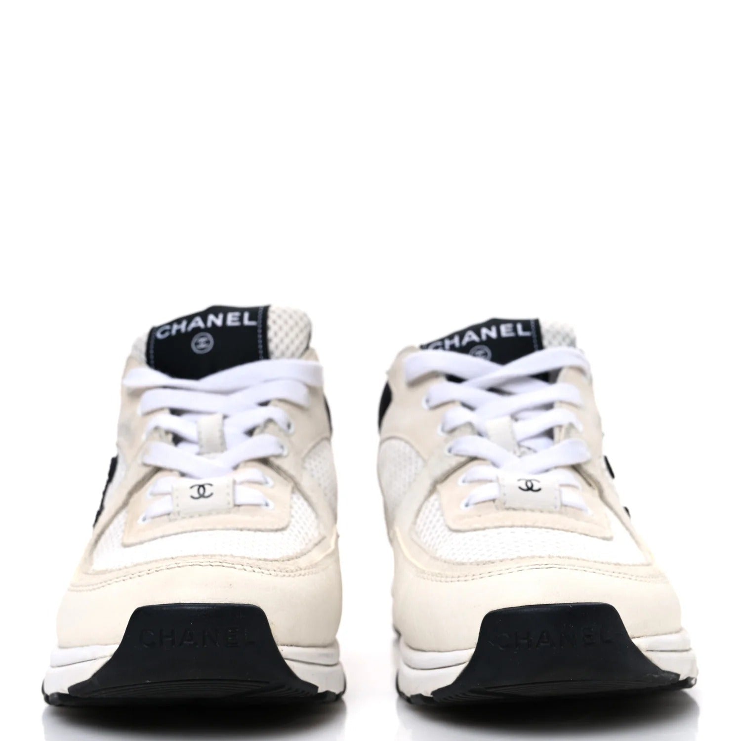 Chanel White and Black Runner Sneakers 