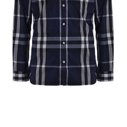 Burberry Navy Check Long-Sleeve Shirt (Pre-Loved)