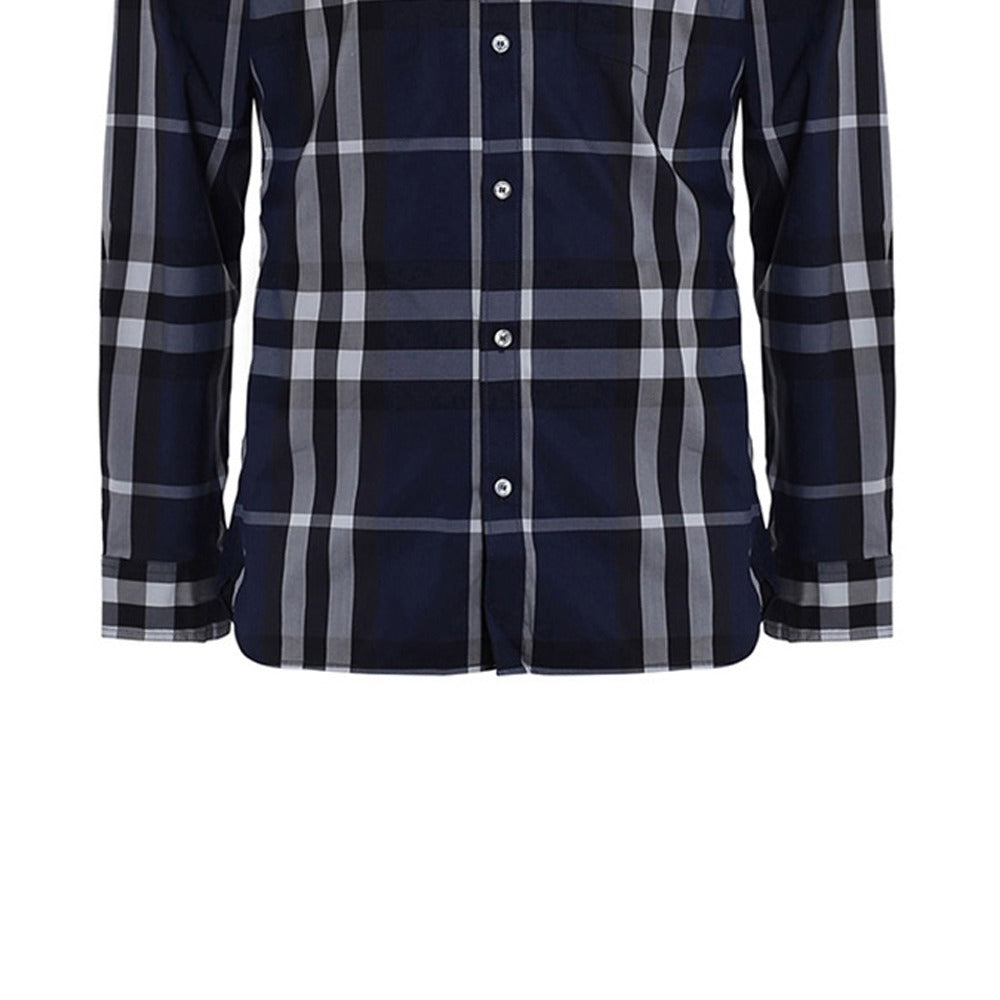 Burberry Navy Check Long-Sleeve Shirt (Pre-Loved)