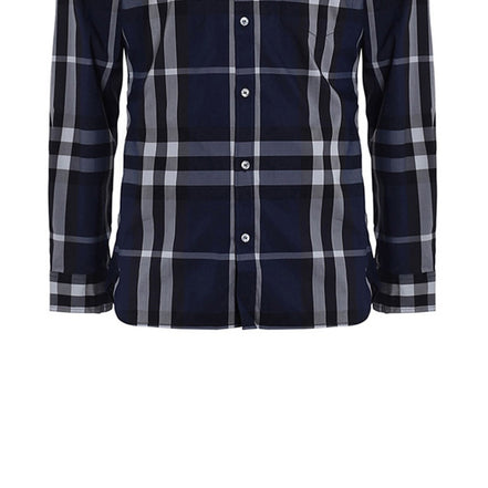 Burberry Navy Check Long-Sleeve Shirt (Pre-Loved)