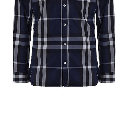 Burberry Navy Check Long-Sleeve Shirt (Pre-Loved)