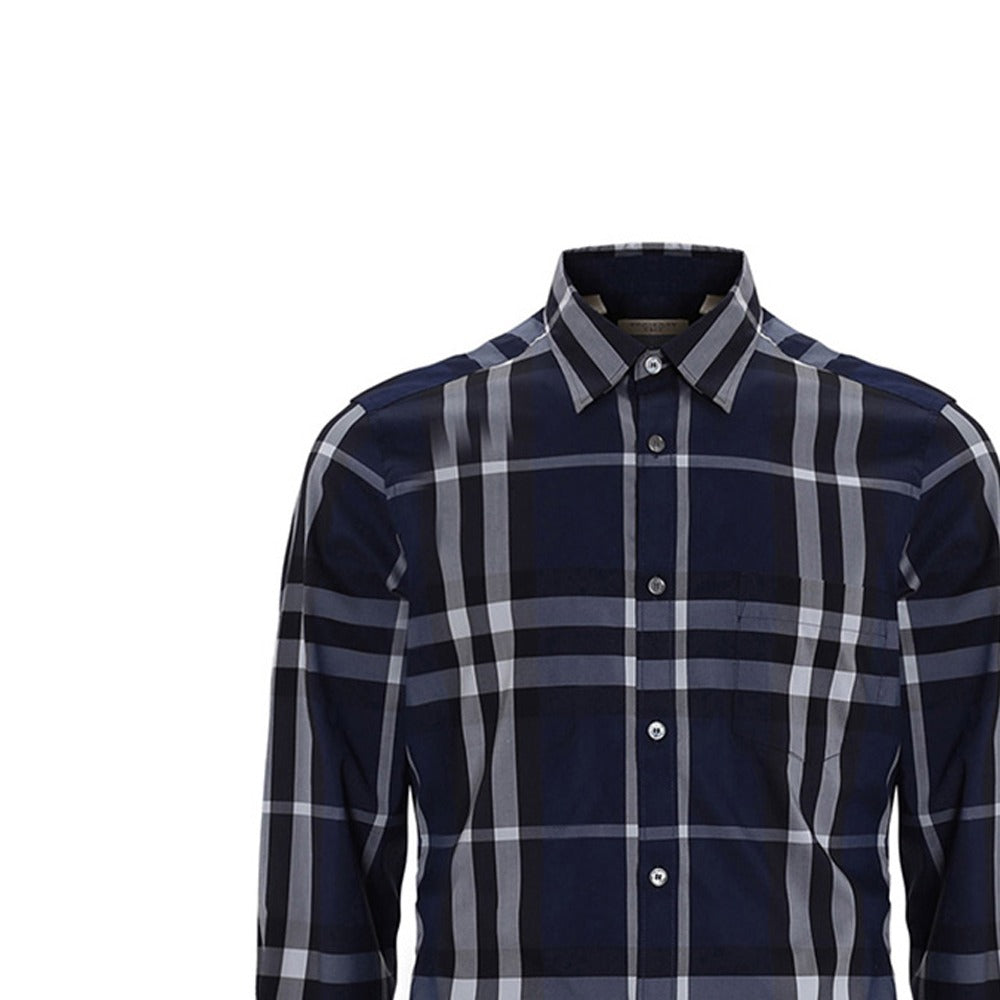 Burberry Navy Check Long-Sleeve Shirt (Pre-Loved)