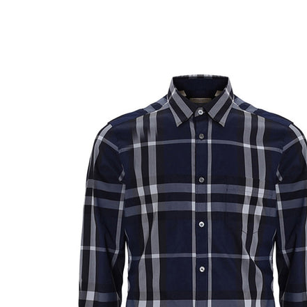 Burberry Navy Check Long-Sleeve Shirt (Pre-Loved)