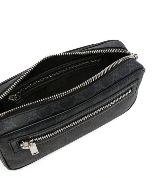 Gucci Black and Grey GG Supreme Belt Bag 