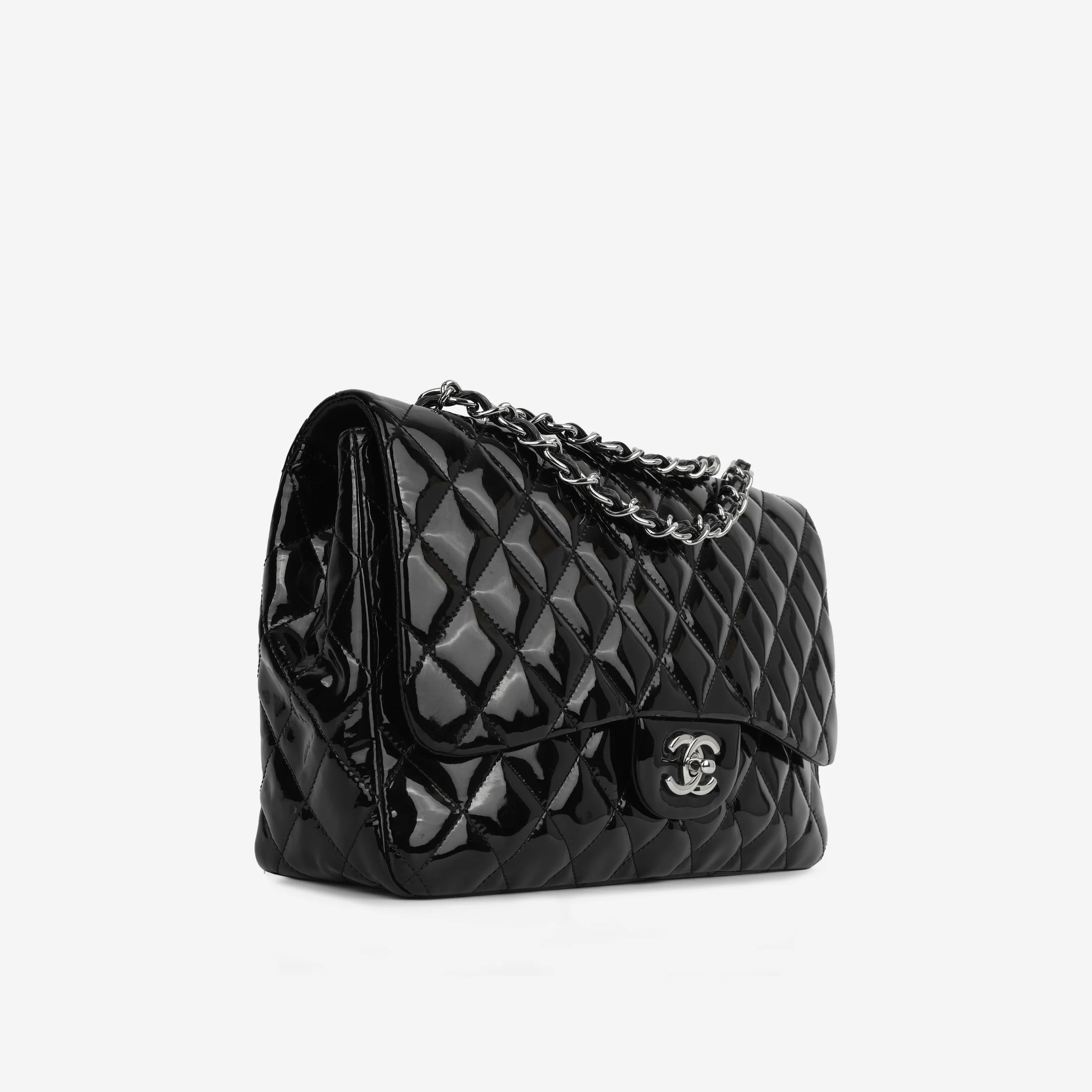 Chanel Jumbo Classic Double Flap Black Patent Leather 