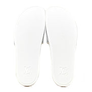 Louis Vuitton White and Silver Monogram Sliders 