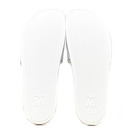Louis Vuitton White and Silver Monogram Sliders "Unworn"