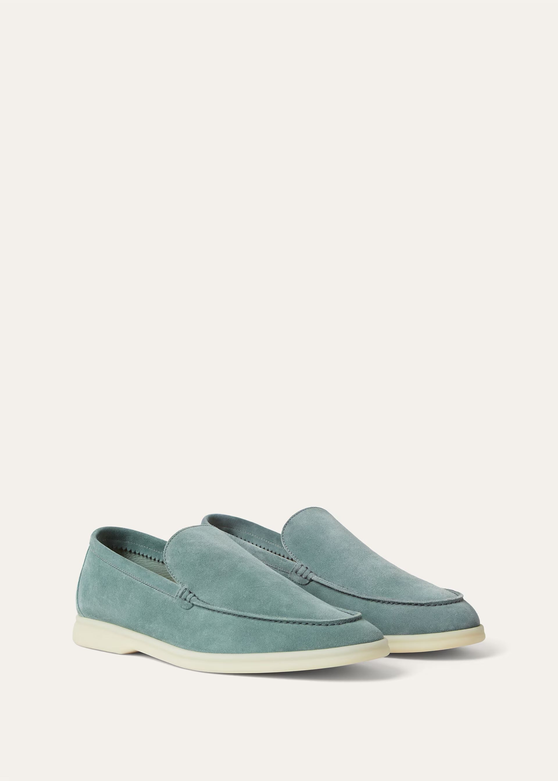Loro Piana Summer Walk Suede White Sole Loafers 