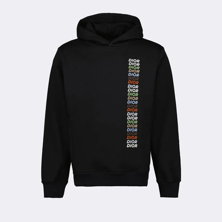 Dior Black Multi-Color Stacked Logo Hoodie "Unworn"