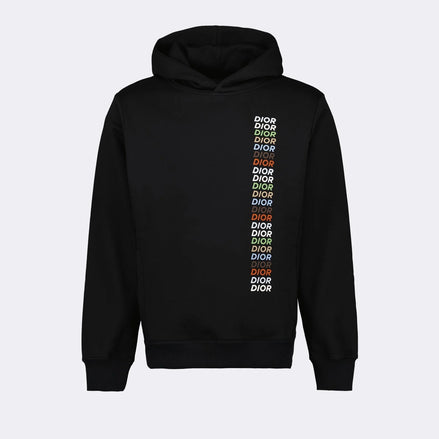 Dior Black Multi-Color Stacked Logo Hoodie "Unworn"