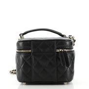 Chanel Classic Vanity Case with Chain Top Handle Black Caviar Gold Hardware 