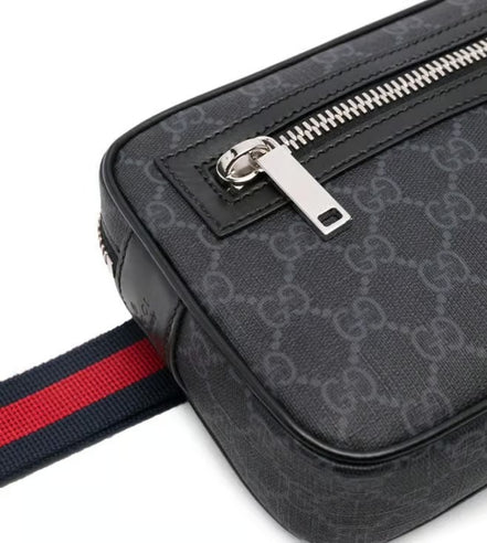 Gucci Black and Grey GG Supreme Belt Bag "Unworn"