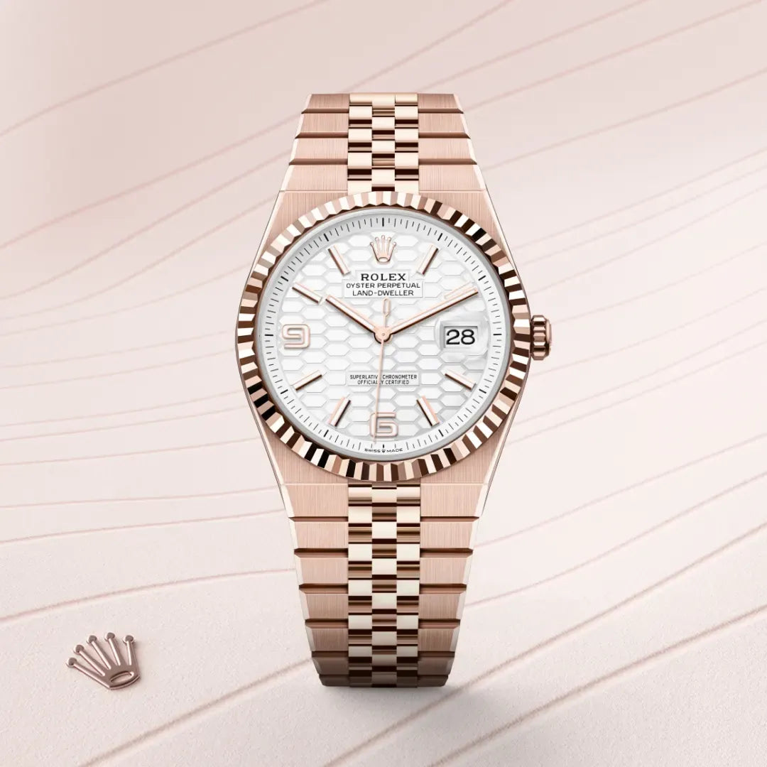 Rolex Land-Dweller 40 127335 Everose Gold Honeycomb Dial 