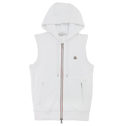 Moncler White Tricolor Zip Sleeveless Hoodie (Pre-Loved)