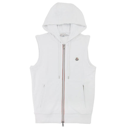 Moncler White Tricolor Zip Sleeveless Hoodie (Pre-Loved)