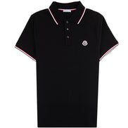 Moncler Tricolour Trim Polo Shirt Black (Pre-Loved)