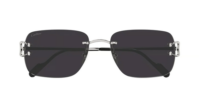 Cartier CT0330S 001 Big C Rimless Sunglasses Silver & Black "Unworn"