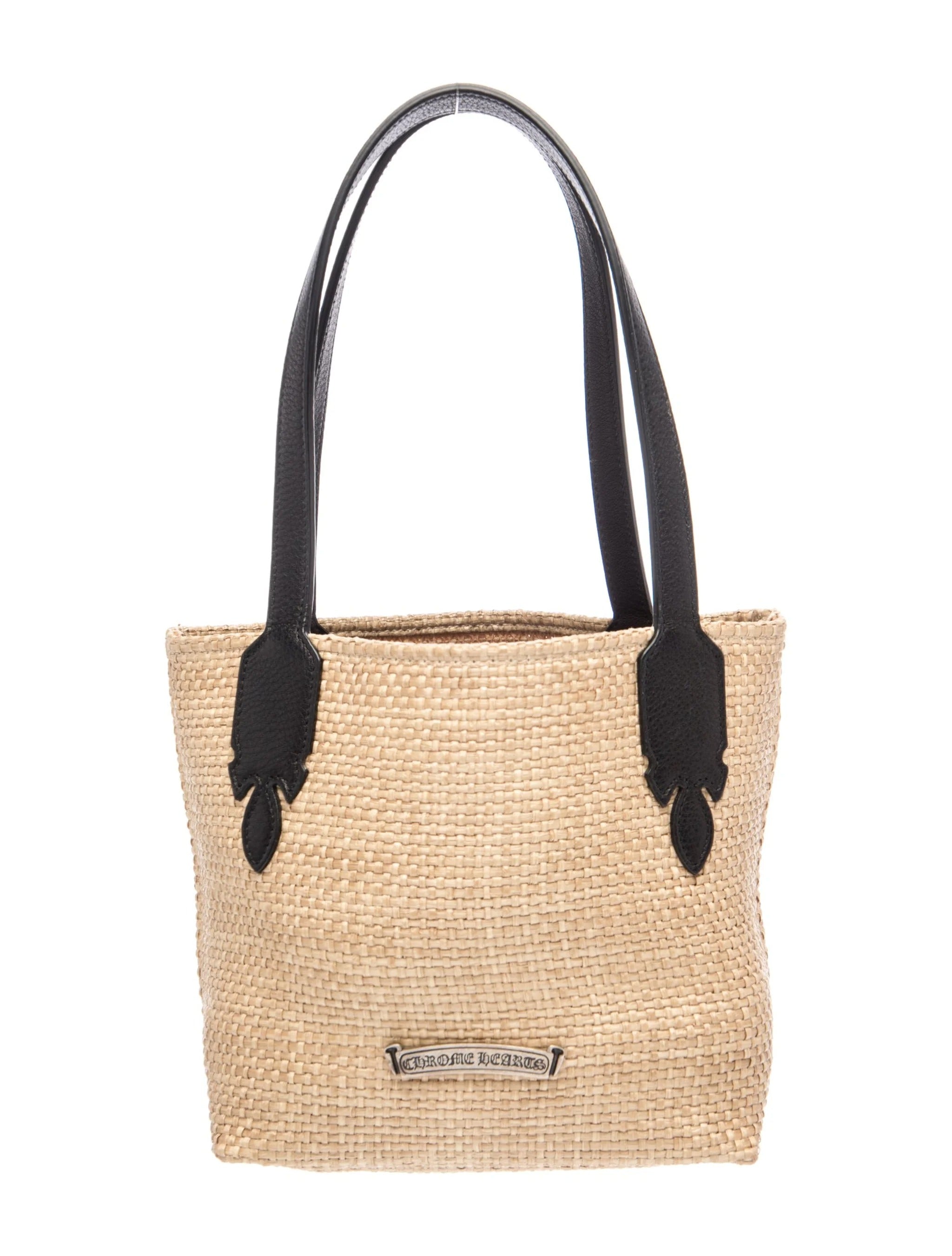 Chrome Hearts Beige & Black Cross Logo Beach Tote Bag 