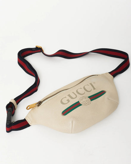 Gucci Vintage Logo Belt Bag Off-White Leather (Pre-Loved)