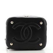 Chanel Classic Vanity Case with Chain Top Handle Black Caviar Gold Hardware 