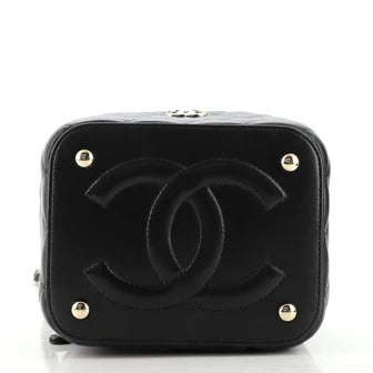 Chanel Classic Vanity Case with Chain Top Handle Black Caviar Gold Hardware "Unworn"