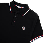 Moncler Tricolour Trim Polo Shirt Black (Pre-Loved)