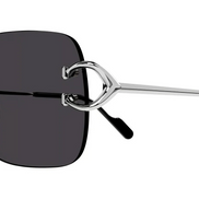Cartier CT0330S 001 Big C Rimless Sunglasses Silver & Black 