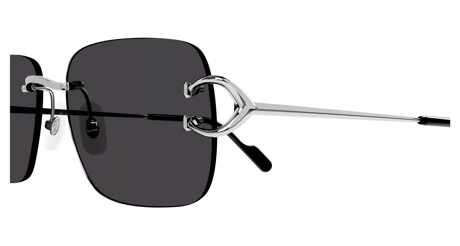 Cartier CT0330S 001 Big C Rimless Sunglasses Silver & Black 