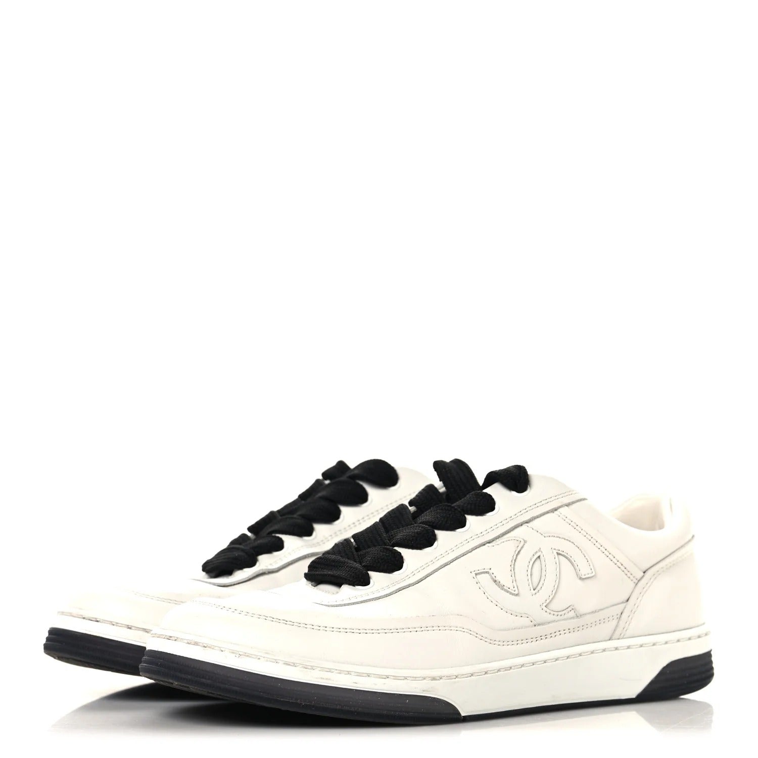Chanel Interlocking CC Logo Low-Top Calfskin Sneakers 