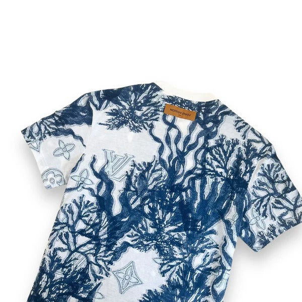 Louis Vuitton White and Navy Botanical Monogram T-Shirt 