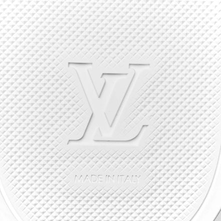 Louis Vuitton White and Silver Monogram Sliders "Unworn"