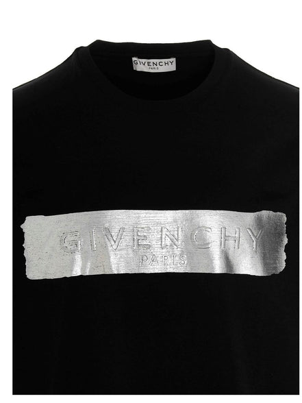Givenchy Metallic Foil Logo Black Cotton T-Shirt (Pre-Loved)
