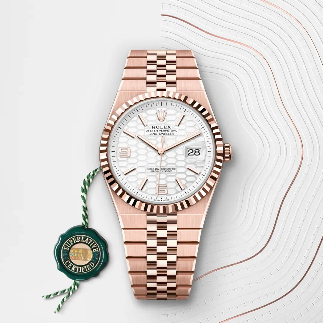 Rolex Land-Dweller 40 127335 Everose Gold Honeycomb Dial 