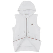 Moncler White Tricolor Zip Sleeveless Hoodie (Pre-Loved)