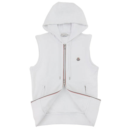 Moncler White Tricolor Zip Sleeveless Hoodie (Pre-Loved)
