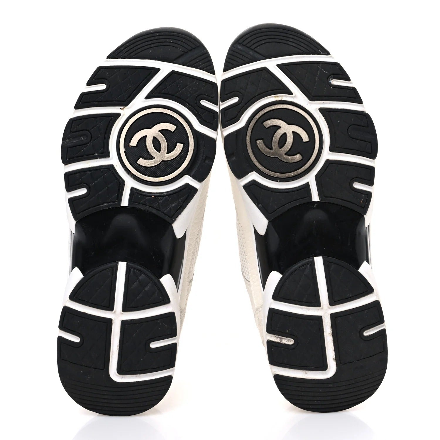 Chanel White and Black Runner Sneakers 