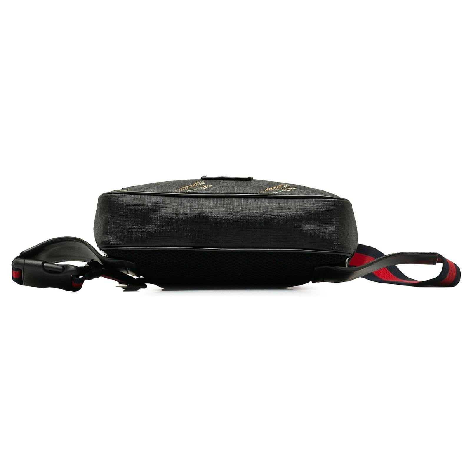 Gucci Black GG Supreme Tiger Print Belt Bag 