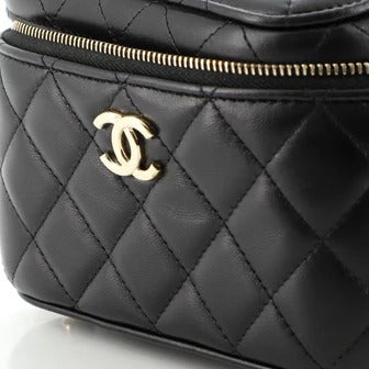 Chanel Classic Vanity Case with Chain Top Handle Black Caviar Gold Hardware "Unworn"