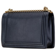 Chanel CC Medium Boy Bag Navy Perforated Leather 